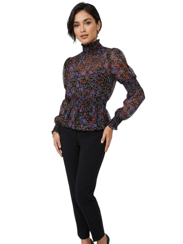 Image for Women's Floral Printed Mesh Top,Multi