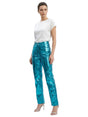 Image for Women's Plain Metallic Trousers Pant,Turquoise