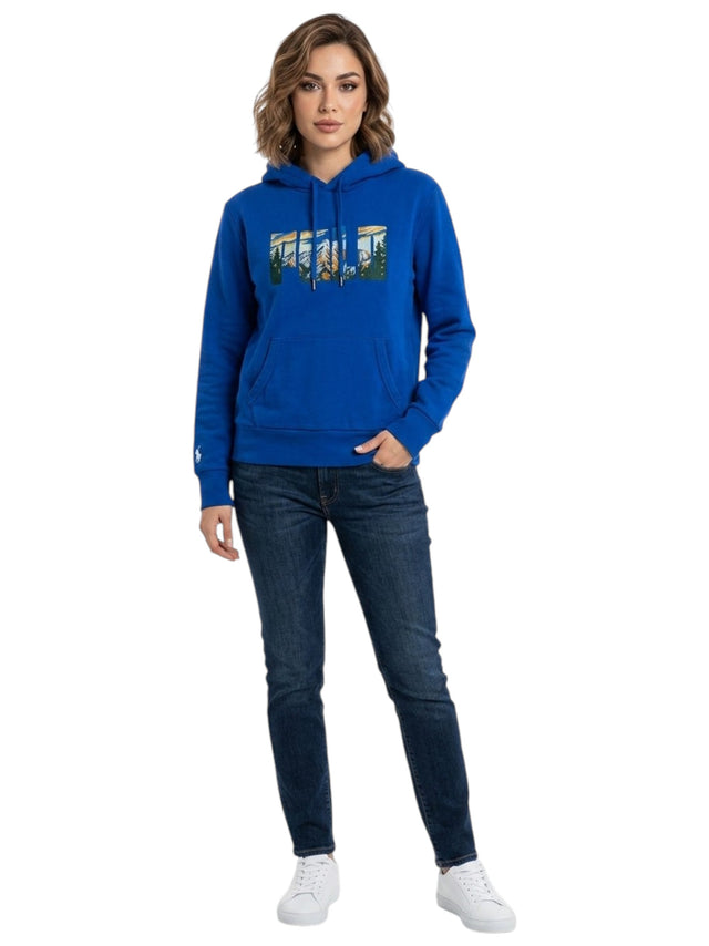 Image for Women's Brand Logo Printed Hoodies,Navy Blue