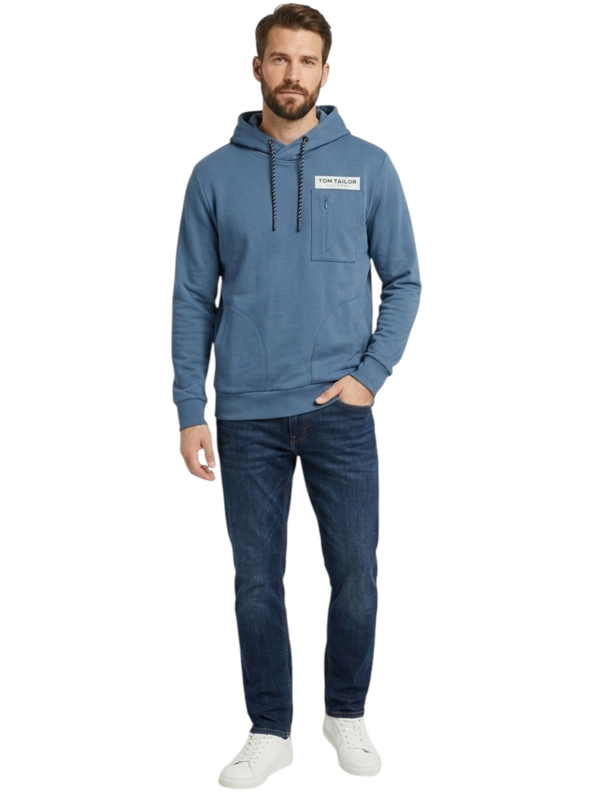 Image for Men's Brand Logo Printed Hoodies,Dusty Blue