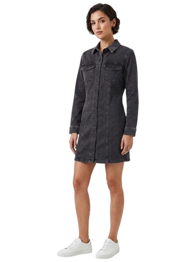 Image for Women's Plain Solid Denim Dress,Black