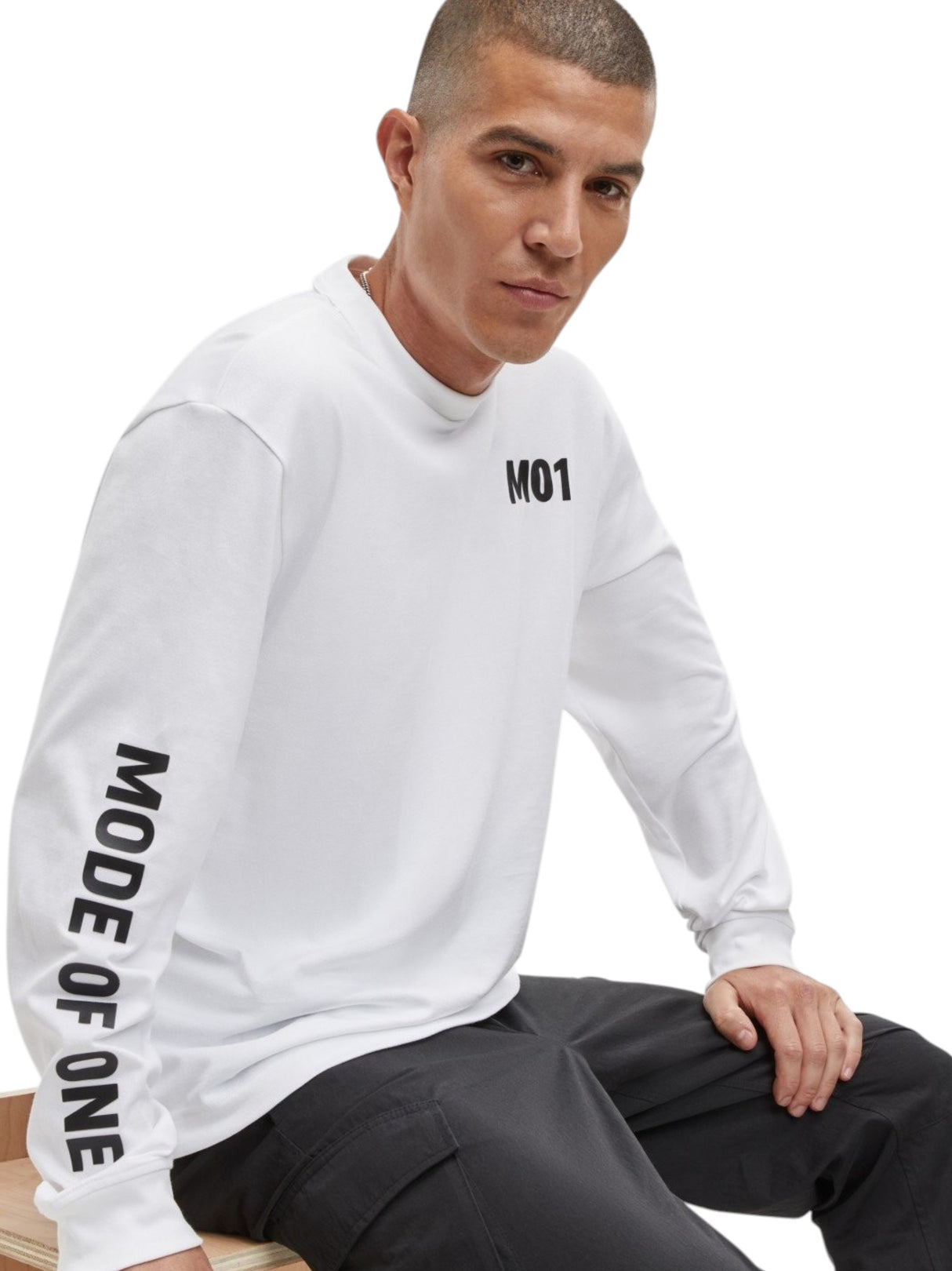 Image for Men's Brand Logo Printed Sweaters,White
