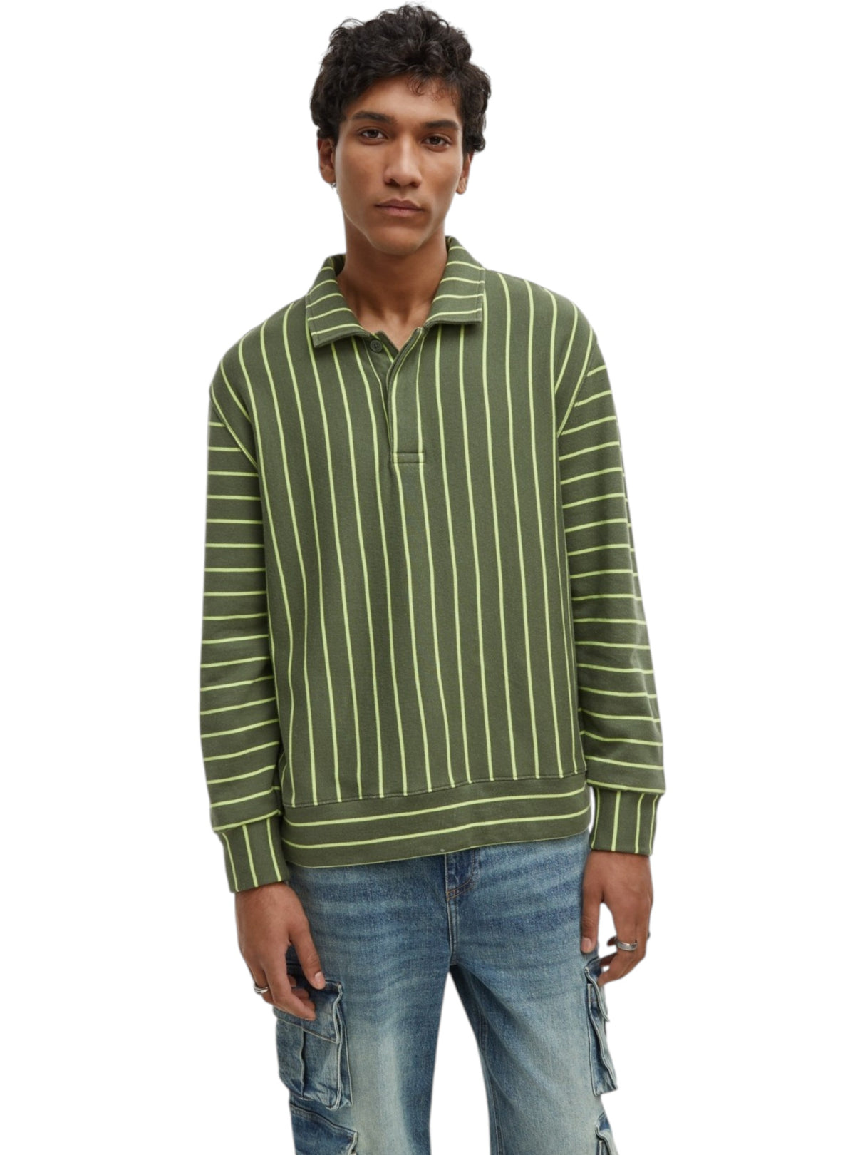 Image for Men's Striped Sweaters,Olive