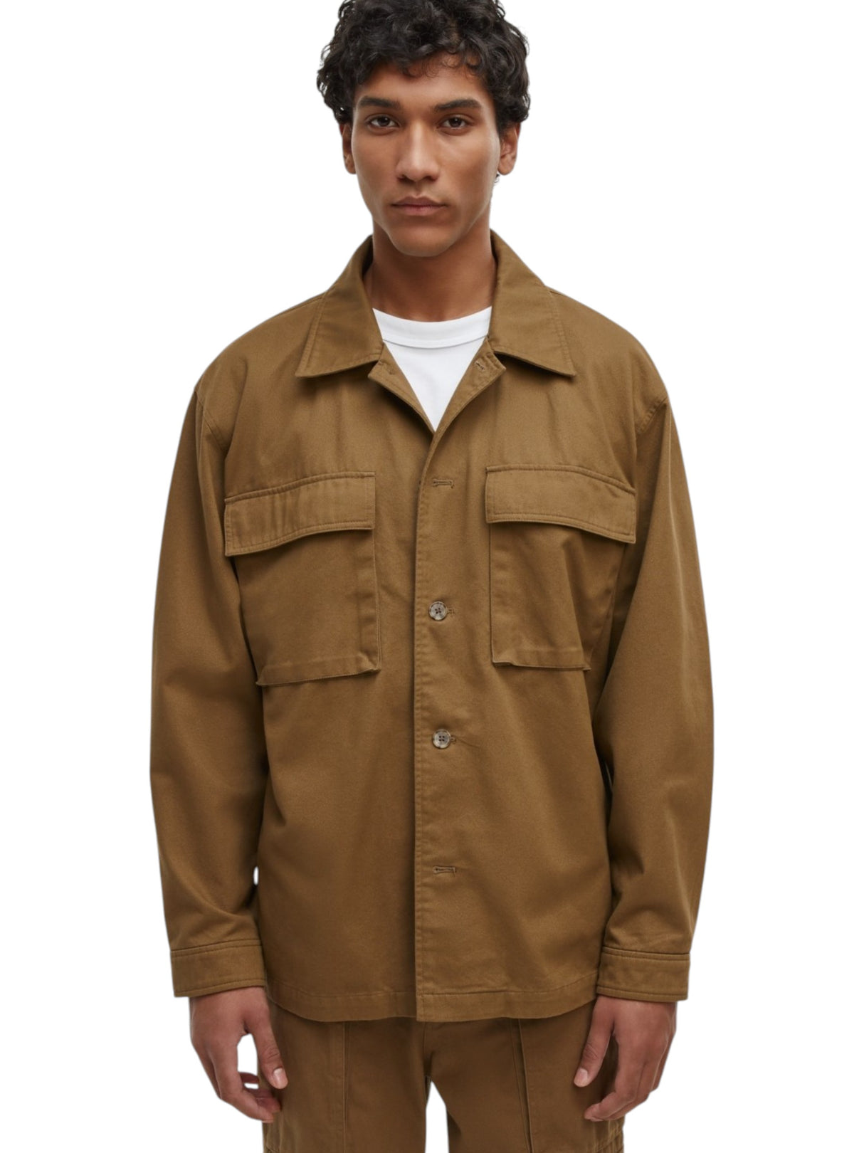 Image for Men's Plain Solid Dress Shirt,Army Brown