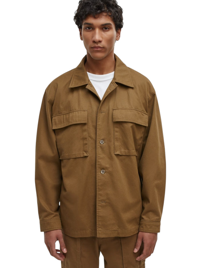 Image for Men's Plain Solid Dress Shirt,Army Brown