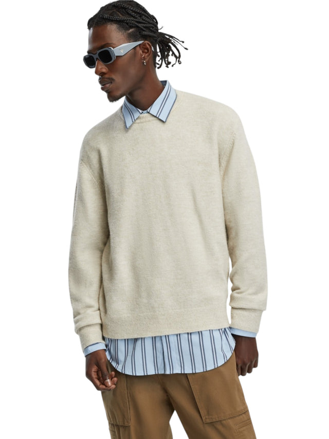 Image for Men's Plain Solid Sweaters,Beige