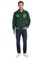 Image for Men's Ribbed Textured Varsity Jacket,Dark Green