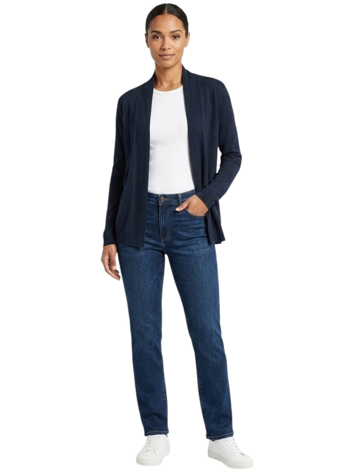 Image for Women's Plain Solid Cardigan,Navy