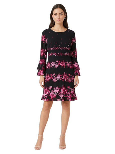 Image for Women's Floral Printed Dress,Black