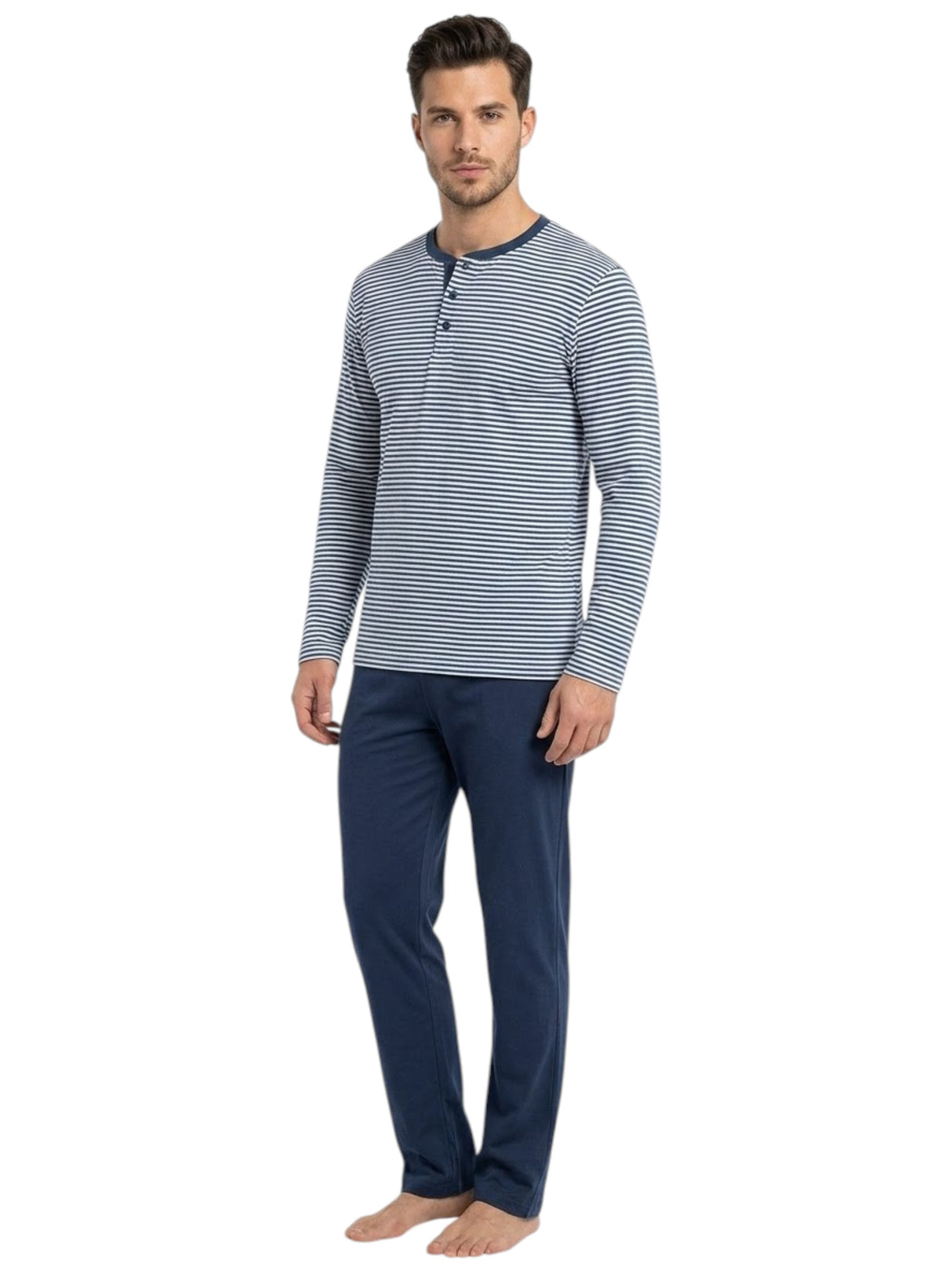 Image for Men's Striped Sleepwear Set 2Pieces,Navy/White