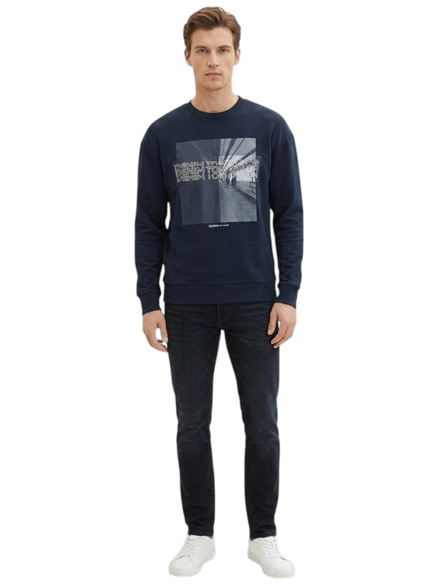 Image for Men's Brand Logo Printed Sweaters,Navy