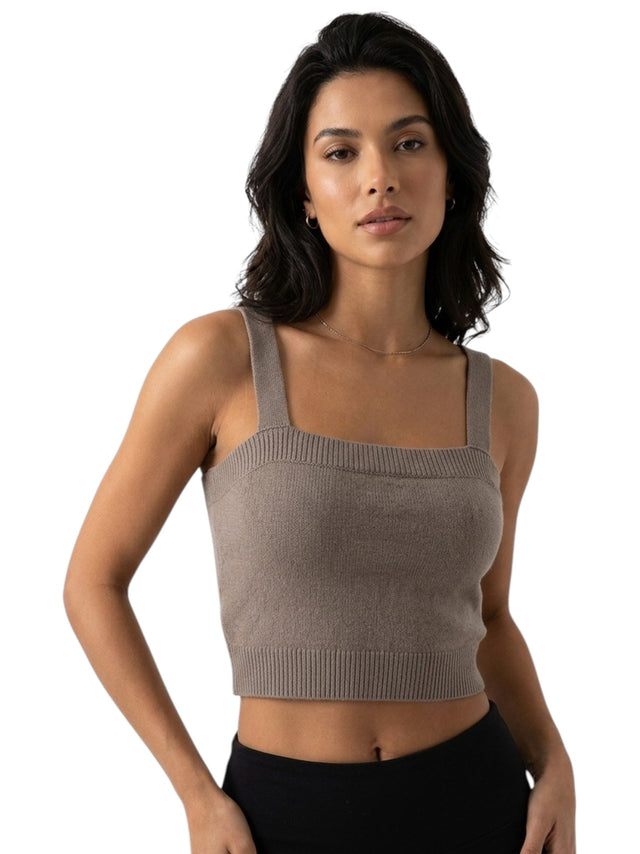 Image for Women's Plain Solid Crop Top,Dark Grey