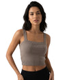 Image for Women's Plain Solid Crop Top,Dark Grey