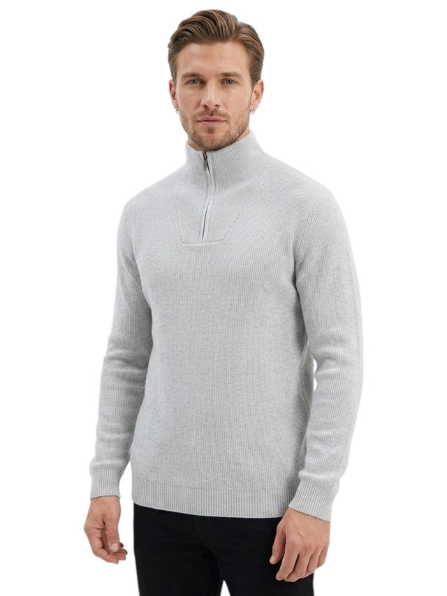 Image for Men's Plain Solid Sweaters,Light Grey