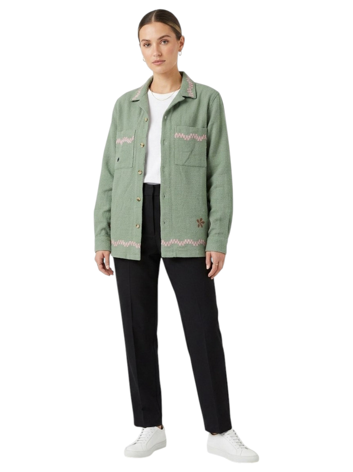 Image for Women's Textured Dress Shirt,Olive