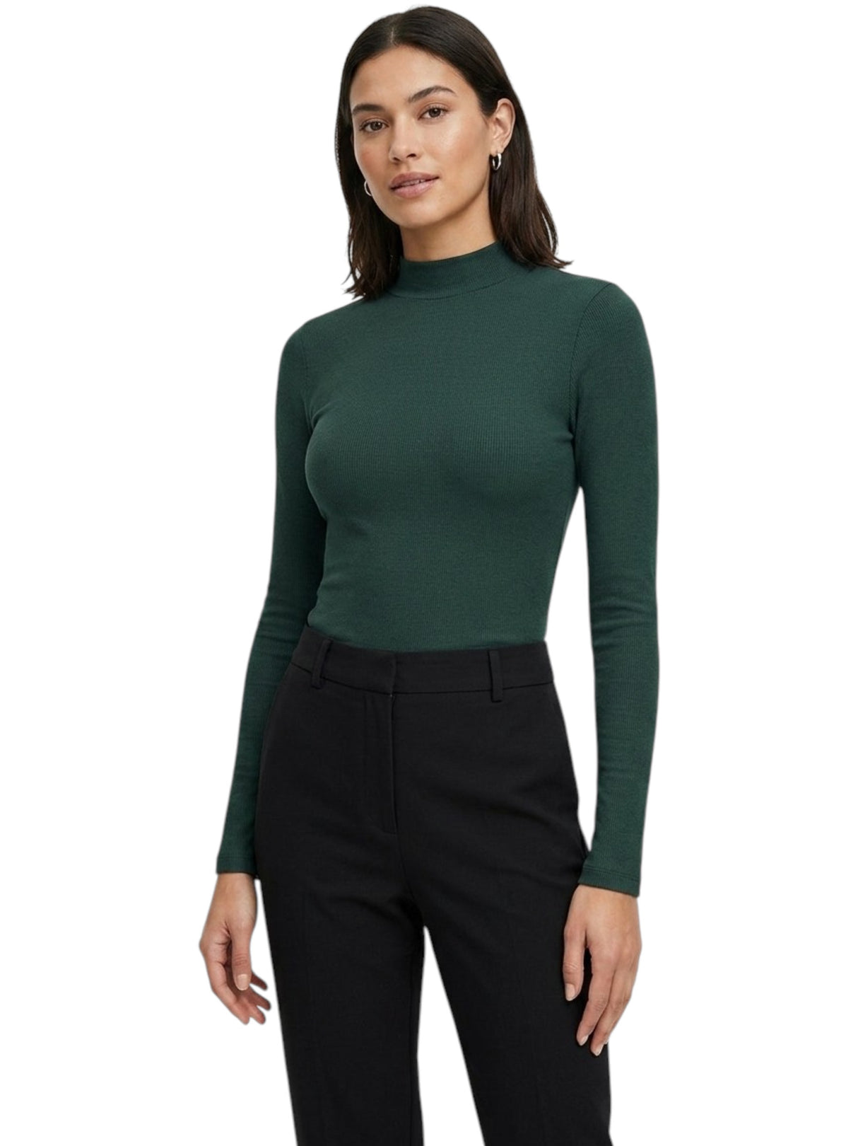 Image for Women's Ribbed Top,Dark Green