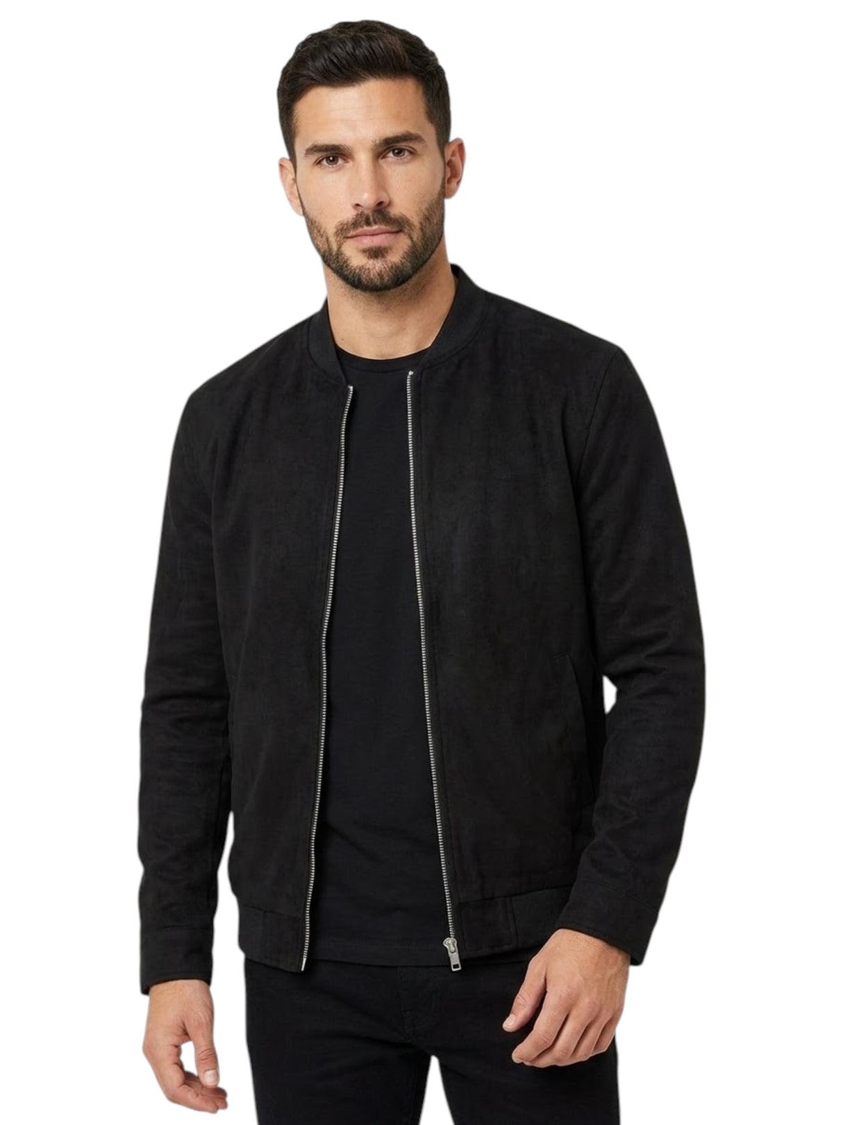 Image for Men's Plain Solid Jacket,Black