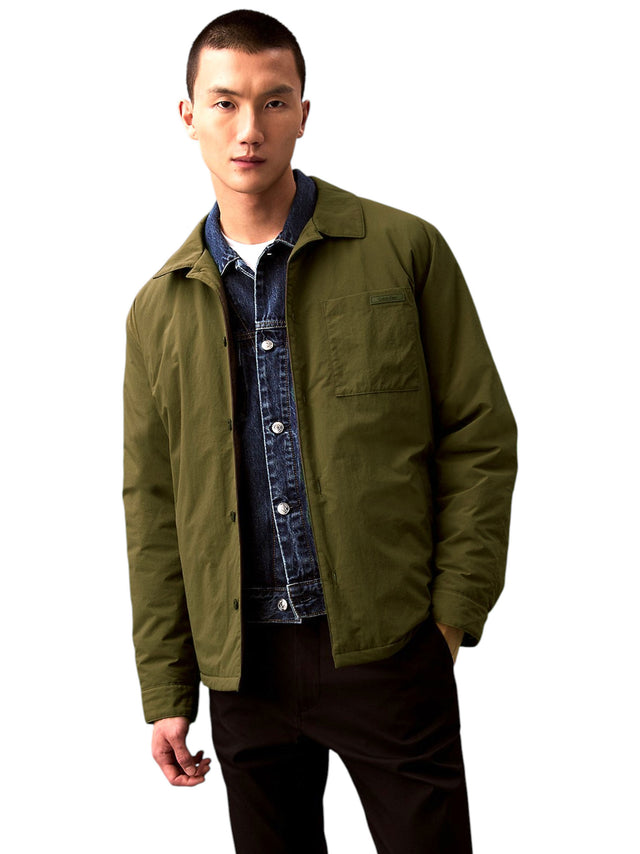 Image for Men's Plain Solid Jacket,Dark Olive