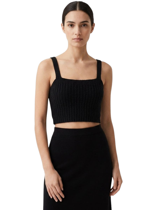 Image for Women's Knitted Crop Top,Black