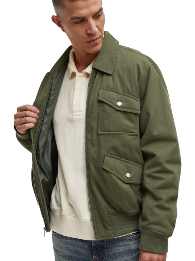 Image for Men's Plain Solid Jacket,Olive