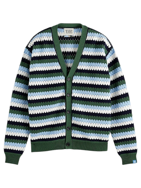 Image for Men's Colorblocked Crochet Cardigan,Multi