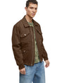 Image for Men's Plain Solid Jacket,Brwon