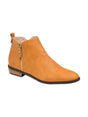 Image for Women's Plain Leather Ankle Boots,Mustard Brown