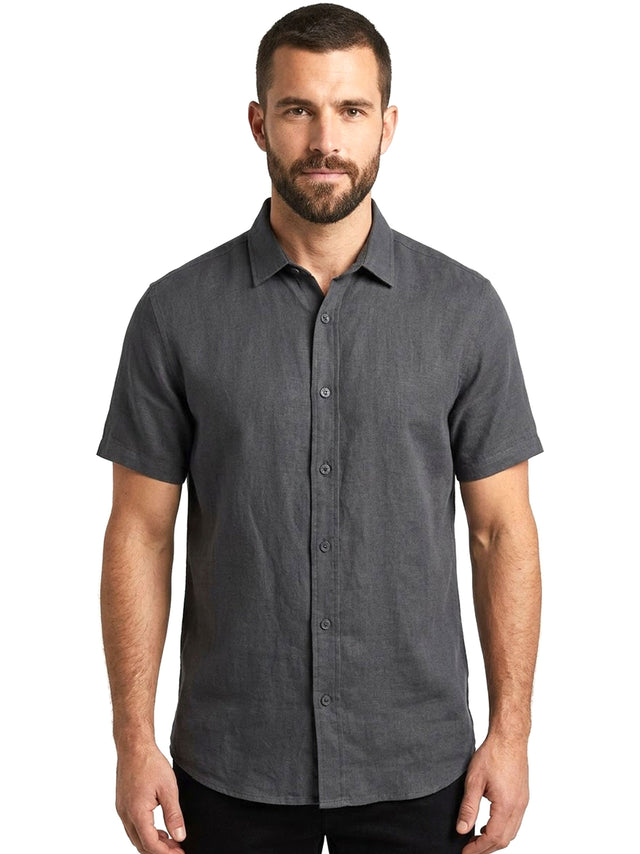 Image for Men's Plain Solid Dress Shirt,Black
