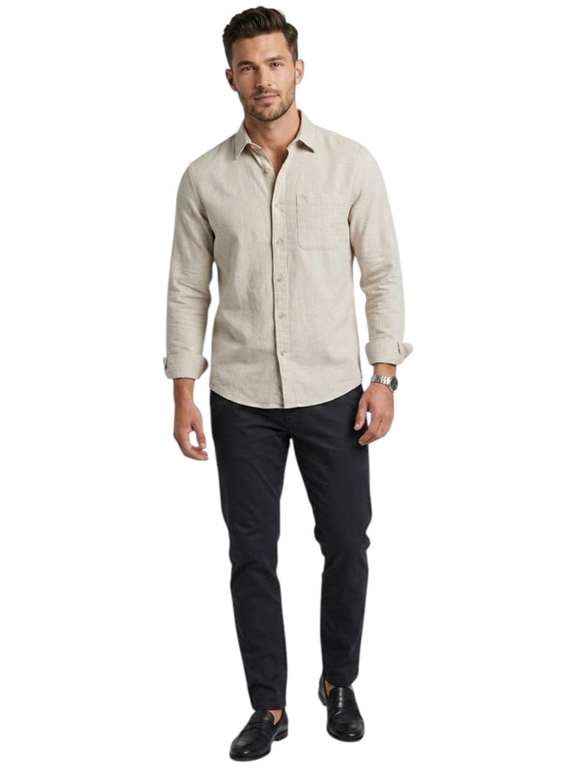 Image for Men's Textured Dress Shirt,Beige