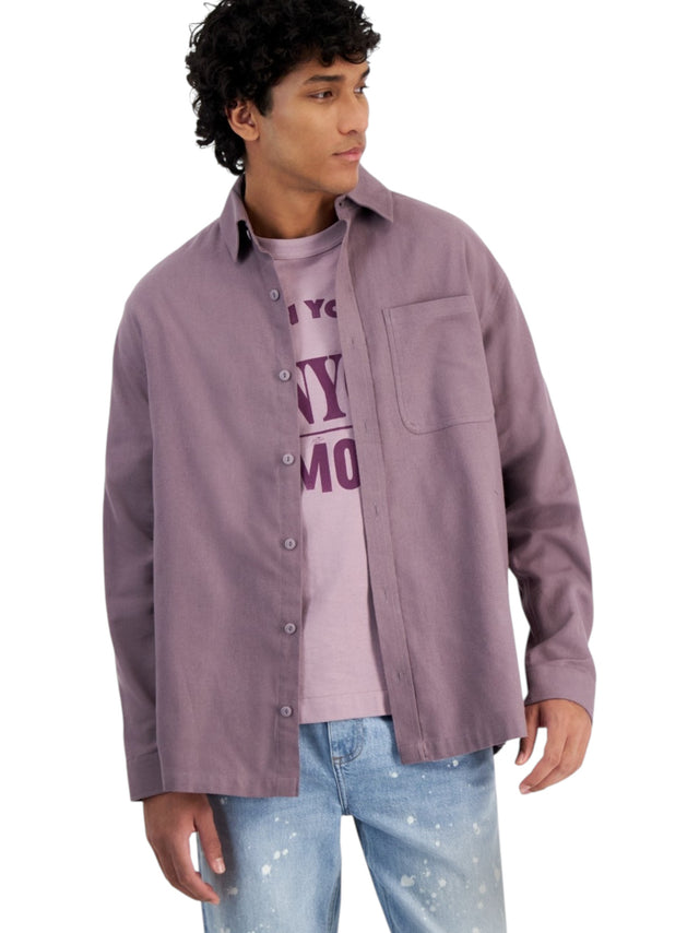 Image for Medn's Plain Solid Dress Shirt,Dark Purple