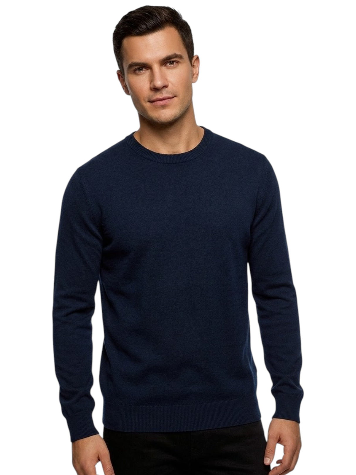 Image for Men's Plain Solid Sweaters,Navy