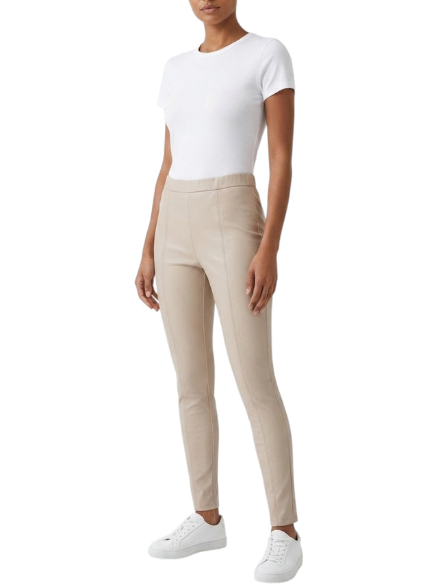 Image for Women's Plain Leather Pant,Beige