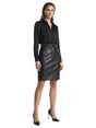 Image for Women's Plain Solid Leather Skirt,Black 