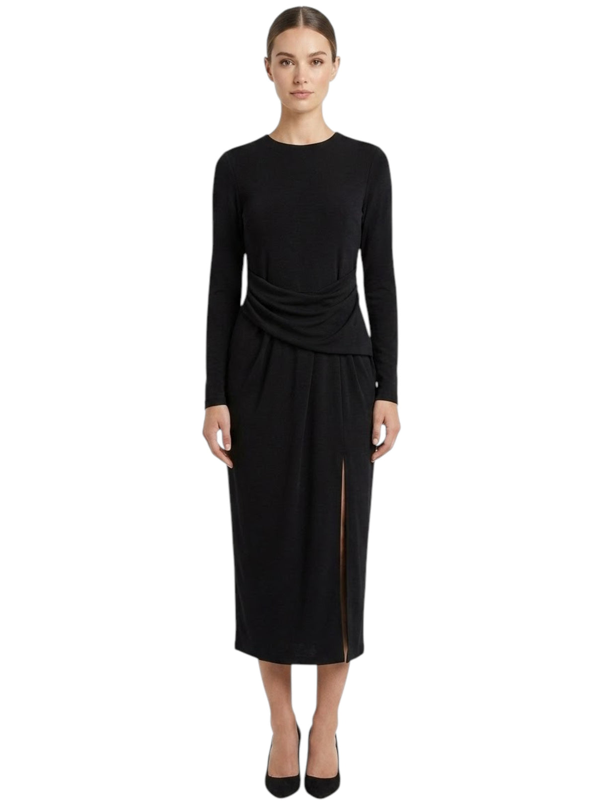 Image for Women's Plain Solid Dress,Black