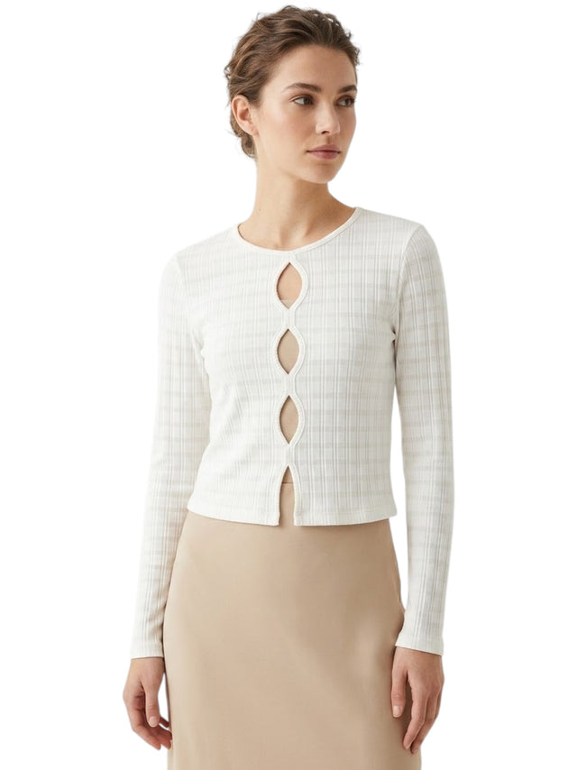 Image for Women's Striped Top,White/Beige