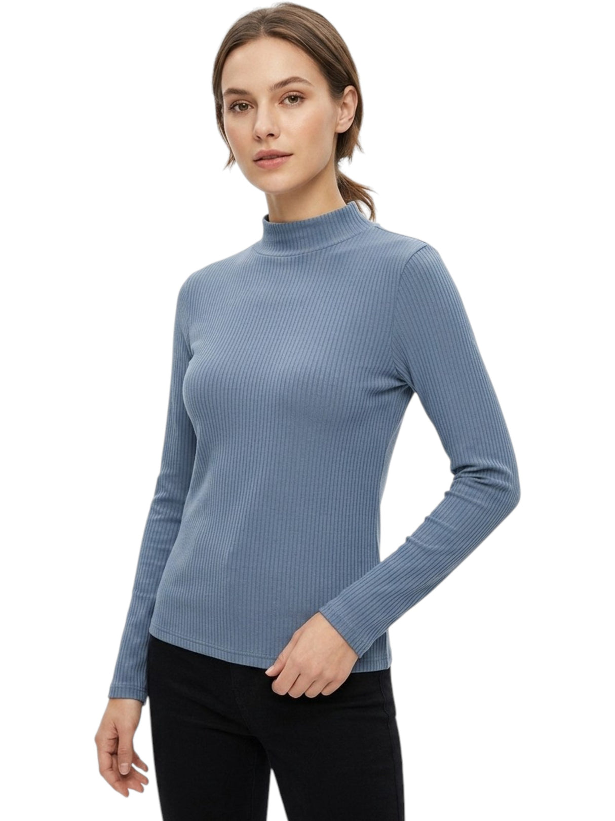 Image for Women's Ribbed Top,Dusty Blue