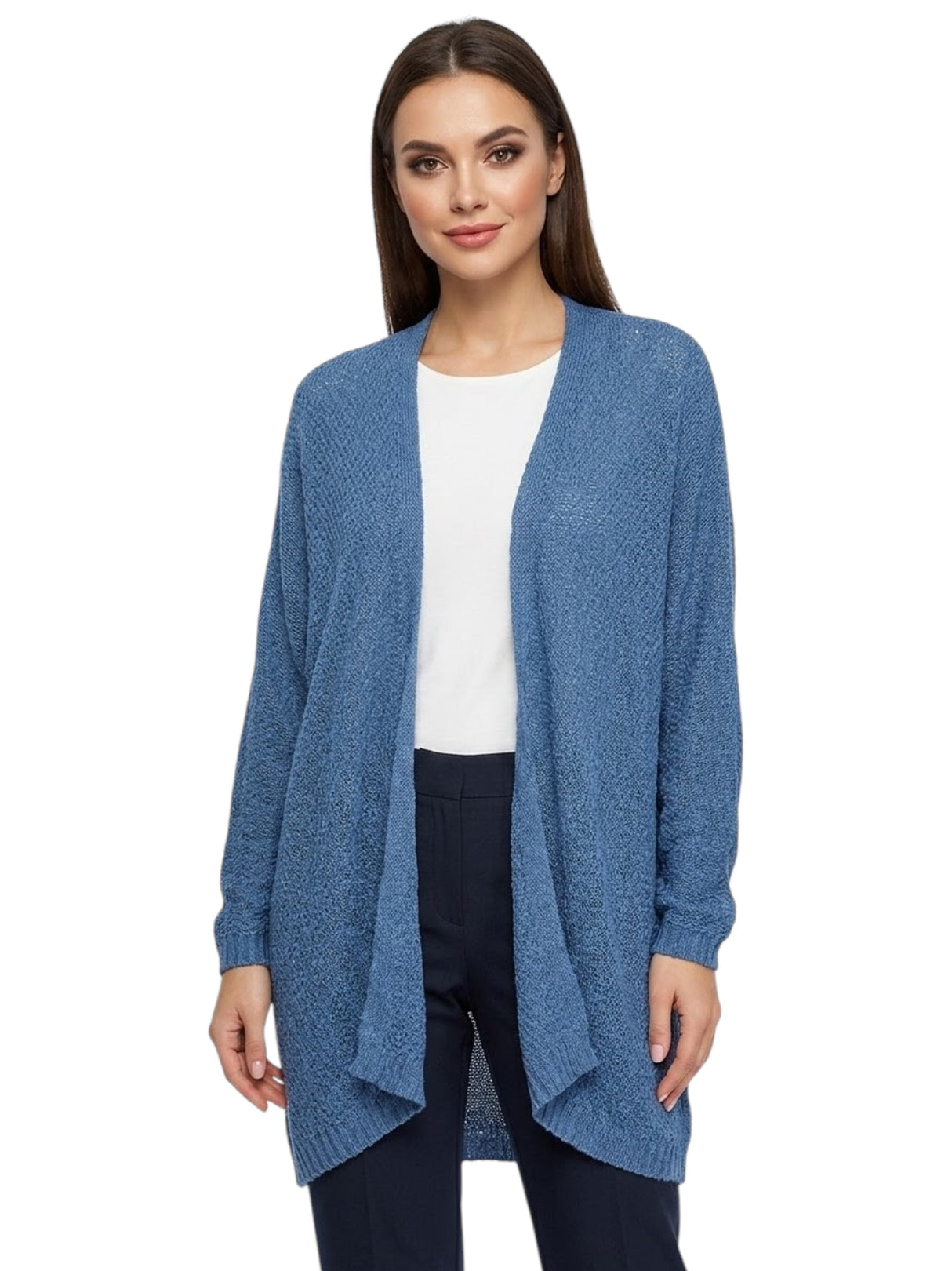 Image for Women's Plain Crochet Cardigan,Dusty Blue 