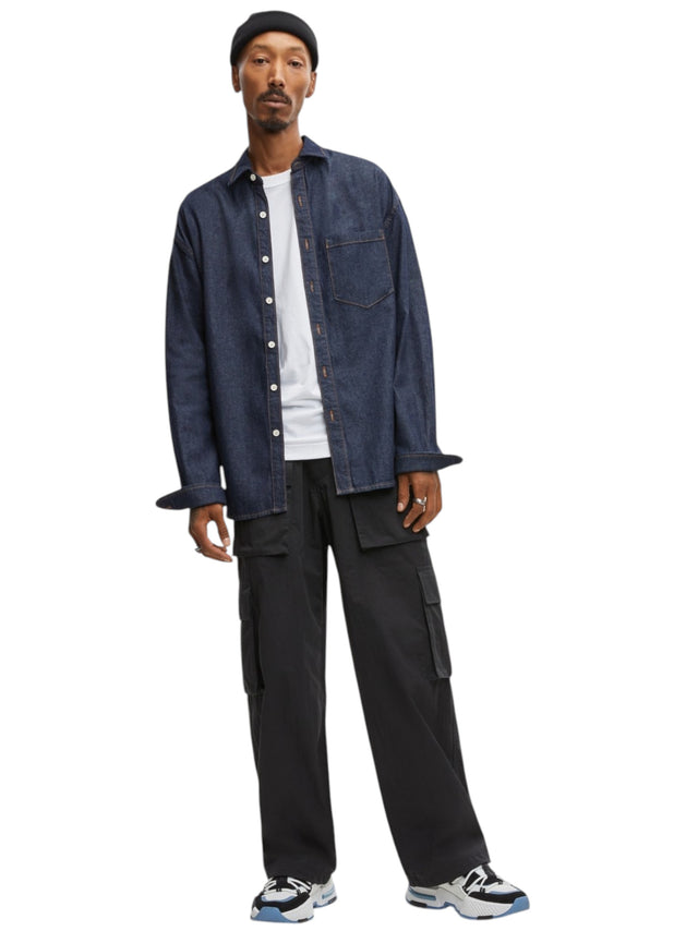 Image for Men's Plain Jeans Dress Shirt,Navy