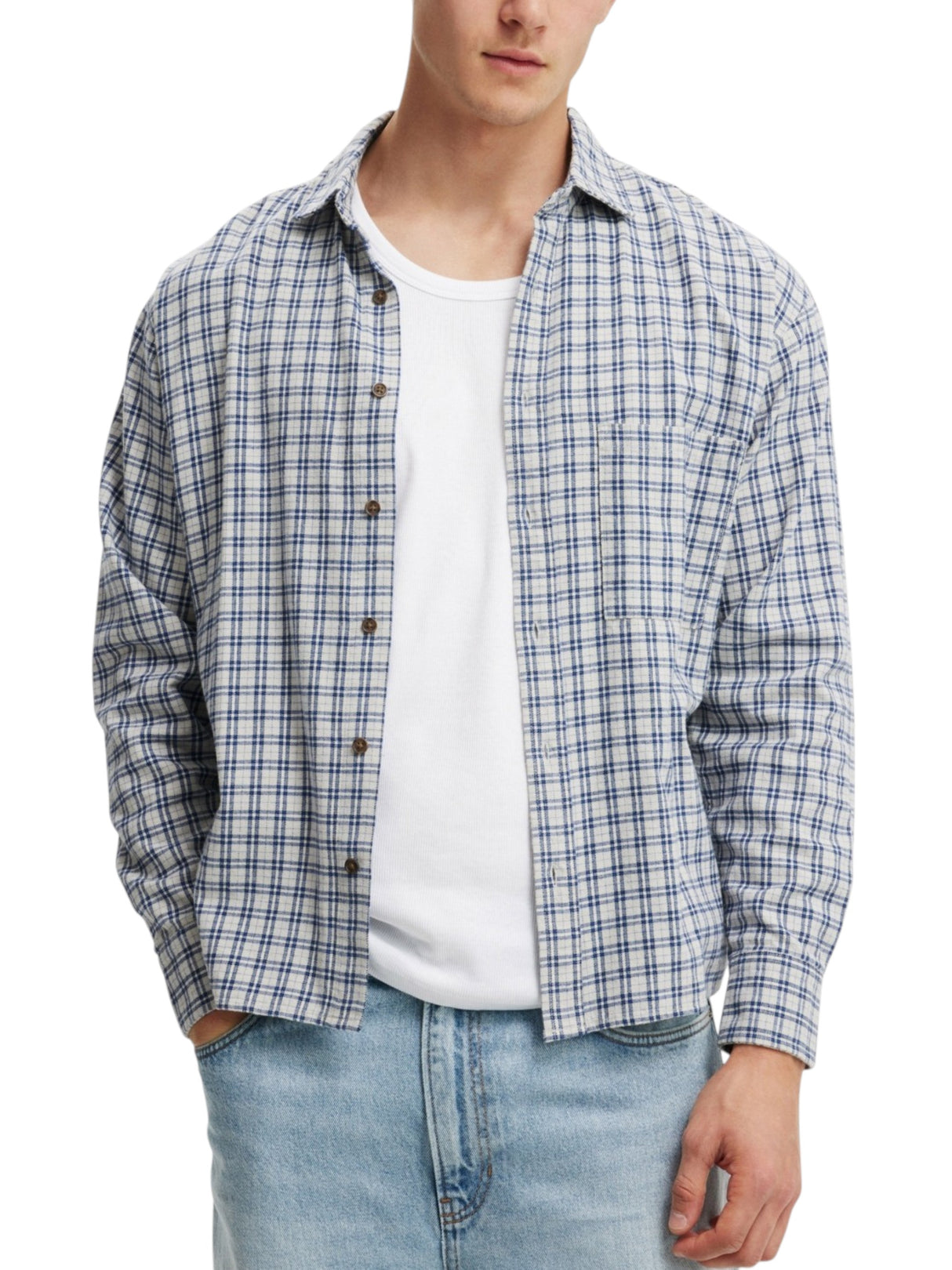 Image for Men's Plaid Dress Shirt,Grey