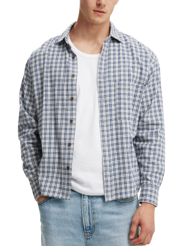 Image for Men's Plaid Dress Shirt,Grey