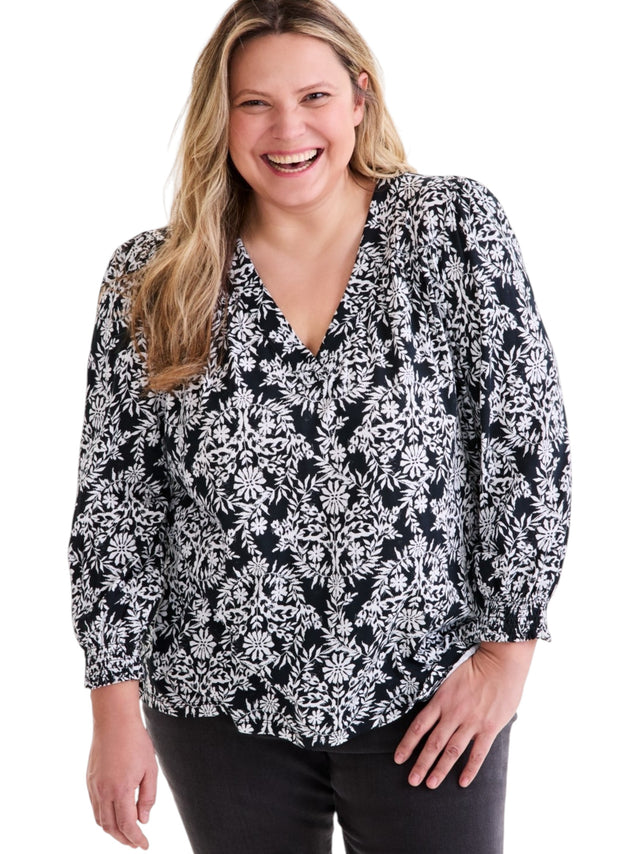 Image for Women's Printed Top,Black