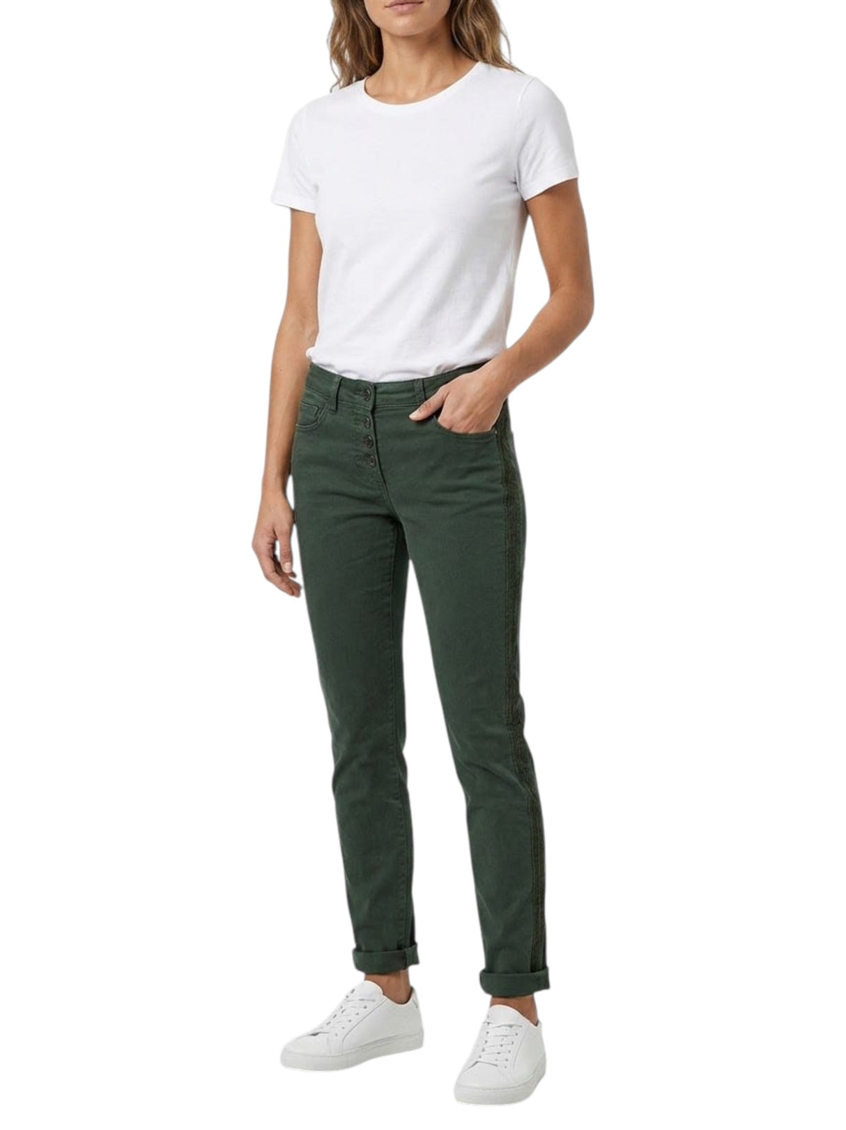 Image for Women's Plain Solid Jeans,Olive