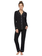Image for Women's Plain Solid Sleepwear Set Top&Pant,Black