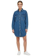 Image for Women's Plain Solid Denim Dress,Blue