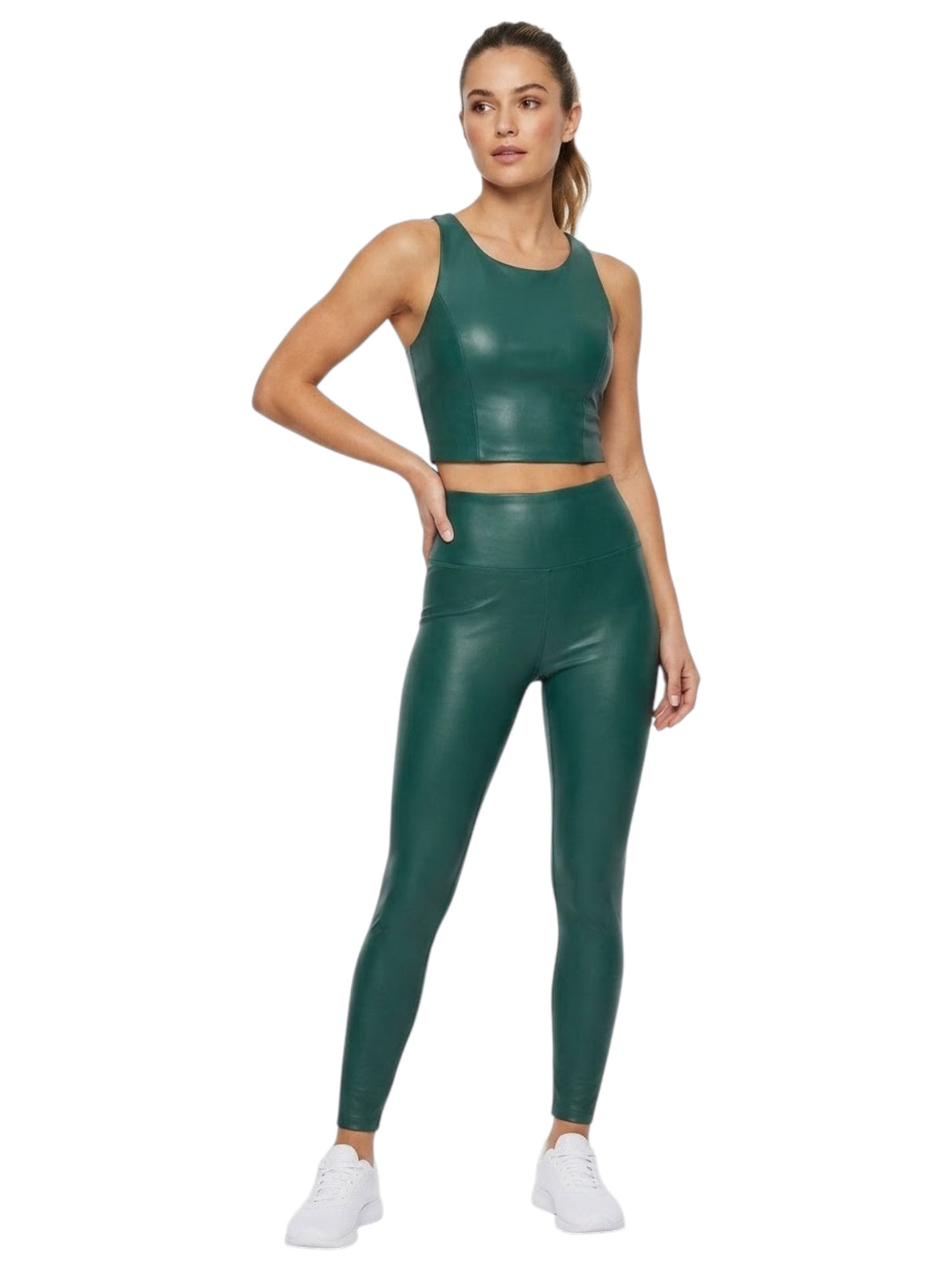Image for Women's Plain Leather Sport Top,Green