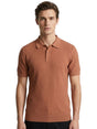 Image for Men's Textured Knit Polo Shirt,Light Brown