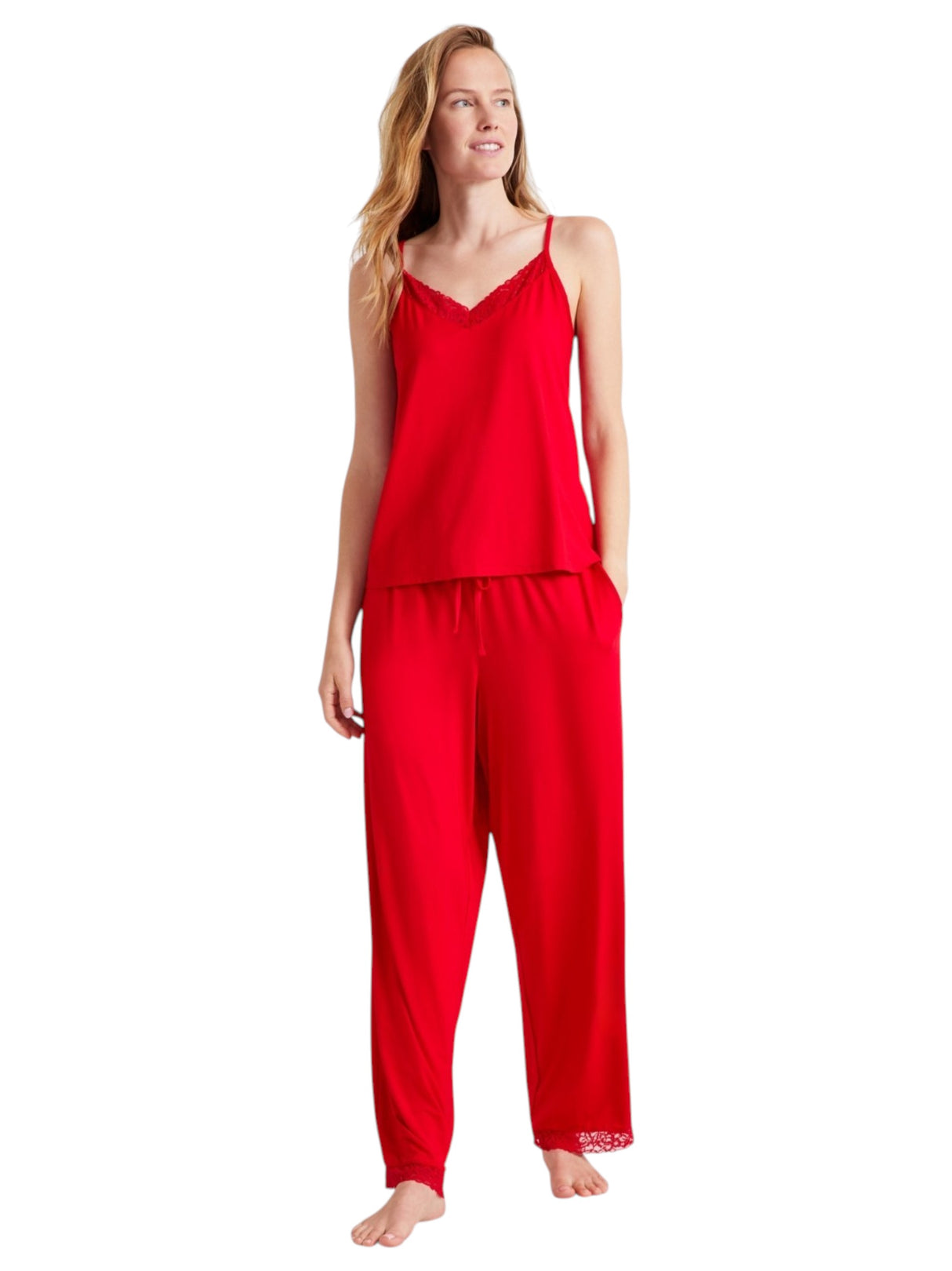 Image for Women's Plain Sleepwear Set 2 Pieces,Red