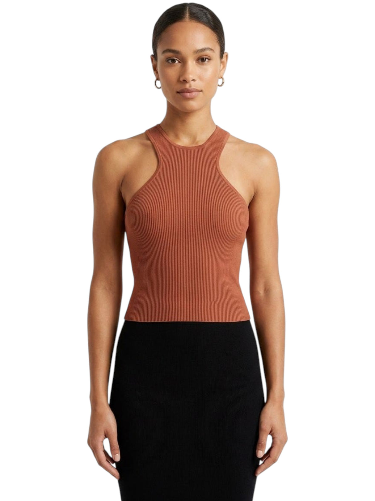 Image for Women's Ribbed Knit Top,Brick