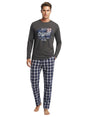 Image for Men's Printed Sleepwear Set Top&Pant,Grey