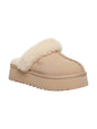 Image for Women's Plain Faux Fur Disquette Slippers,Beige